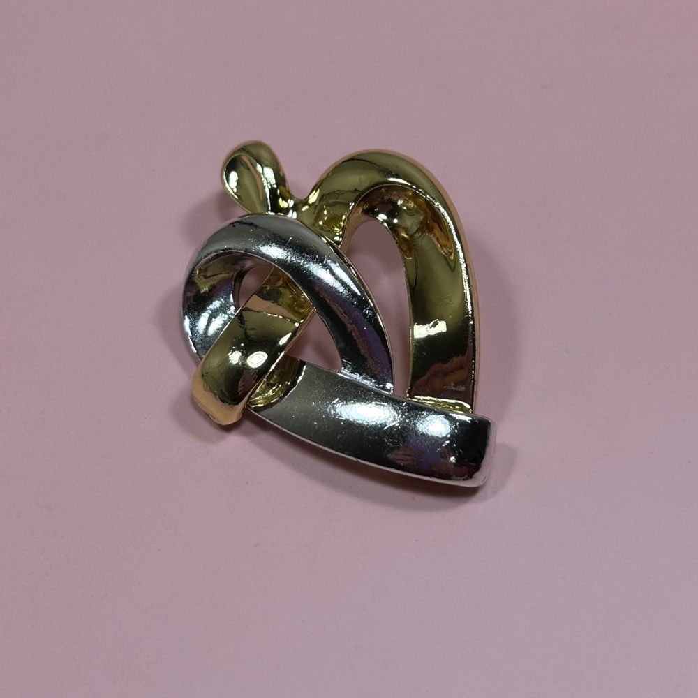 Vintage Gold and Silver Interlocking Heart Pendant